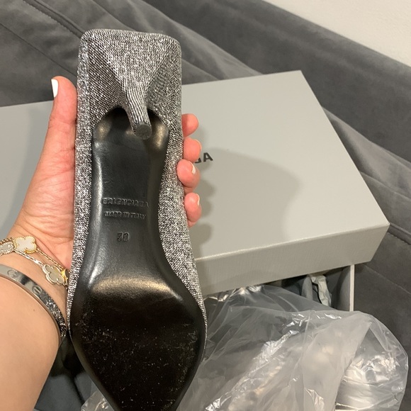 Balenciaga knife pump shiny fabric silver size 38 - Picture 6 of 7